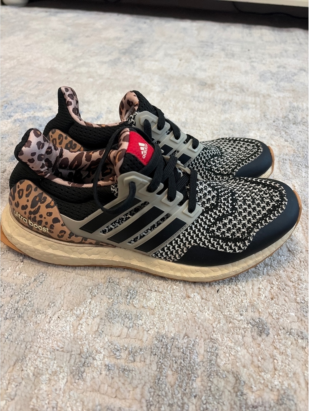 Adidas Ultraboost Running Shoes with Leopard Print Accents